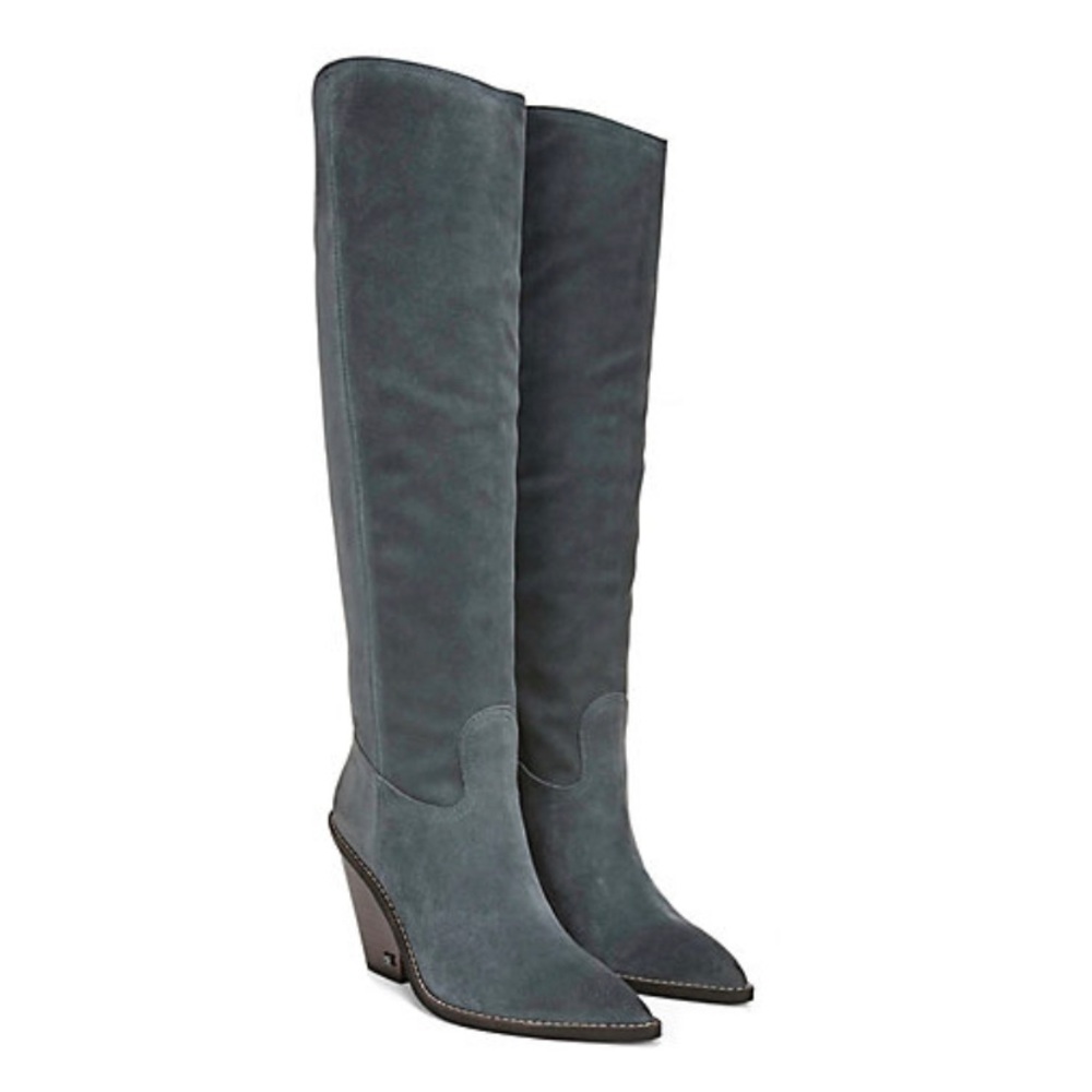 Sam Edelman suede western tall shaft boots color Indigo